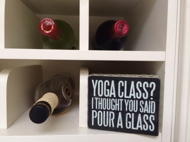 Yoga class pour a glass